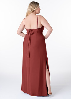Azazie Mai Abiti da Damigella Abito Tubino in Chiffon Plissettato Terracotta image9