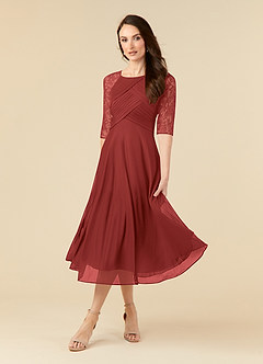 Azazie Gracelyn Mother of the Bride Dresses Rust A-Line Lace Dress image3