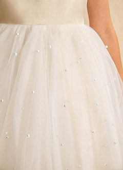 Azazie Esme Flower Girl Dresses Champagne Ball-Gown Bow Tulle Dress image9