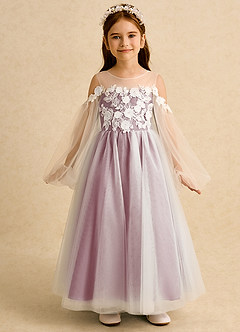 Azazie Zimi Flower Girl Dresses Vintage Mauve Ball-Gown Sweetheart Neckline Tulle Dress image5
