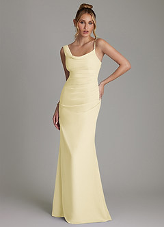 Azazie Ama Jurken voor bruidsmeisjes Jurk van Chiffon met A-Lijn Geplooid Citroensorbet image1