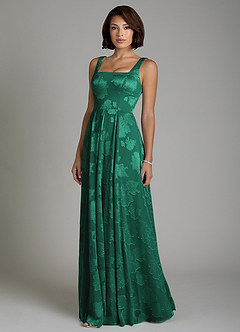 Azazie Persia Bridesmaid Dresses Emerald A-Line Corset Floral Jacquard Burnout Dress image7