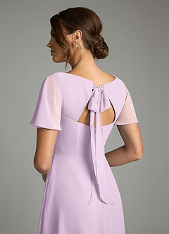 Azazie Kimber Vestidos de damas de honor Vestido de Lila Esmerilada de Gasa de Corte en A con Manga volante image8