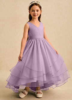 Azazie Seraphina vestidos de niña de las flores Vestido Glicinia de Tul de Corte en A con Plisado image3