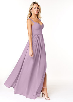 Azazie Cleobella Bridesmaid Dresses Wisteria A-Line Sweetheart Lace Chiffon Dress image3