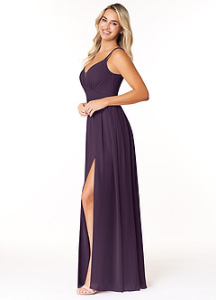 Azazie Rayna Bridesmaid Dresses Plum A-Line V-Neck Pleated Chiffon Dress image3