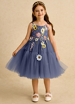 Azazie Osea Blumenmädchenkleider Ballkleid Plissee Tüll Kleid Sturm image6