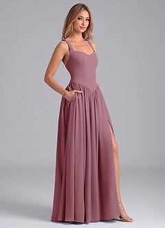 Azazie Francis Bridesmaid Dresses Vintage Mauve A-Line Corset Chiffon Dress image6