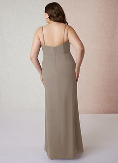Azazie Tayla Bridesmaid Dresses Taupe Sheath Square Neckline Chiffon Dress image7