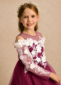 Azazie Lilah Flower Girl Klänningar Klänning A-linje i Tyll Spets image6