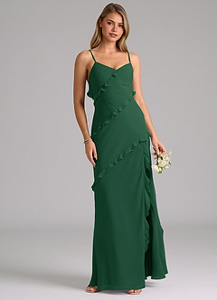 Azazie Nancie Bridesmaid Dresses Dark Green Mermaid Ruched Chiffon Dress image4