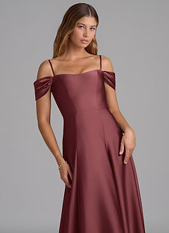 Azazie Seriana Vestidos de damas de honor Vestido de Merlot de Satén Elástico de Corte en A Convertible con Vestidos sin tirantes image2
