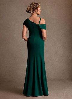 Azazie Rachael Mère de la mariée Robes Robe Fourreau en Crêpe Élastique Épaule décolletée Vert Pin image3