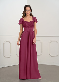 Azazie Gwenyth Kleider für die Brautmutter A-Linie Spitze Chiffon Kleid Maulbeerrot image15