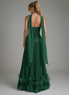 Azazie Alex Vestidos de damas de honor Vestido Verde Oscuro de Gasa de Línea A con Corsé image2