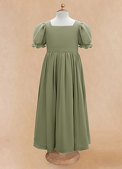 Azazie Joss Flower Girl Dresses Pistachio A-Line with Sleeves Chiffon Dress image5