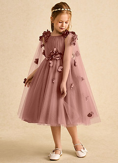 Azazie Staria Flower Girl Dresses Cedar Rose Ball-Gown Ruched Tulle Dress image5