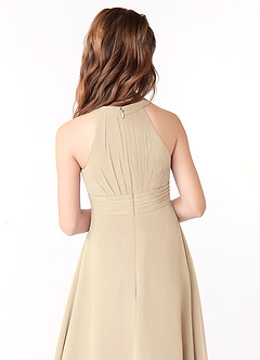 Azazie Linna Junior Champagne A-Line Pleated Chiffon Dress image3