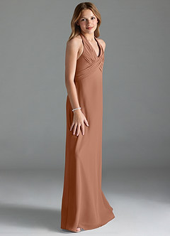 Azazie Tessie Junior Bronzer A-Line Pleated Chiffon Dress image4
