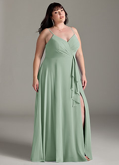 Azazie Akita Bridesmaid Dresses Agave A-Line Chiffon Dress image7
