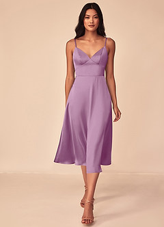 Azazie Dottie Bridesmaid Dresses Wisteria A-Line Stretch Satin Dress image1