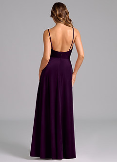 Azazie Sarella Bridesmaid Dresses Grape A-Line Pleated Velvet Dress image2