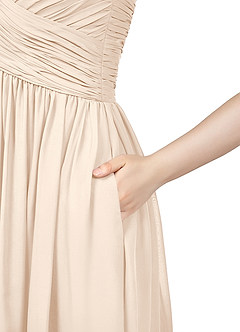 Azazie Angie Abiti da Damigella Abito A-Line in Chiffon Corsetto Alabastro Bianco image10