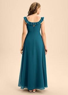 Azazie Callie Junior Abito A-Line in Chiffon Increspato Blu Inchiostro image2