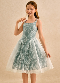 Azazie Cubbie Girls Formal Flower Girl Dresses Sea Moss A-Line Lace Dress image3