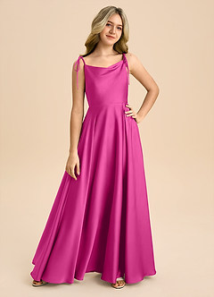 Azazie Popsy Junior Linia A Ukłon Satyna elastyczna Długość podłogi Młodsza druhna Sukienka image8