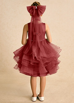 Azazie Tinie Flower Girl Dresses Rust Ball-Gown Bow Tulle Dress image6