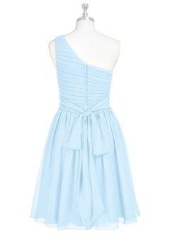 Azazie Katrina Bridesmaid Dresses Sky Blue A-Line One Shoulder Chiffon Dress image7