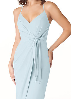 Azazie Ollie Abiti da Damigella Abito Tubino in Chiffon Elasticizzato Increspato Azzurro image4