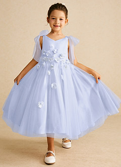 Azazie Minia Flower Girl Dresses Lavender A-Line Bow Matte Satin Dress image1