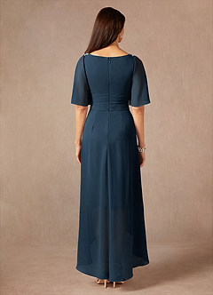 Azazie Pascual Mother of the Bride Dresses Dark Navy A-Line Pleated Chiffon Dress image4
