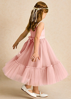 Azazie Miracle Flower Girl Dresses Rosette A-Line Bow Matte Satin Dress image5