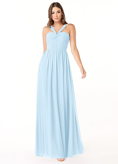 Azazie Dionne Bridesmaid Dresses Sky Blue A-Line Corset Chiffon Dress image1