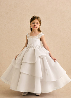 Azazie Mimie Sukienki dla dziewczynek sypiących kwiaty Suknia balowa Dekolt w kształcie serca Organza Długość kostki Sukienka image6