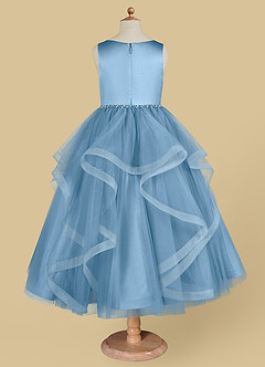 Azazie Sofia Flower Girl Dresses Steel Blue A-Line Beaded Tulle Dress image6