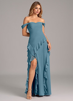 Azazie Sloane 신부 들러리 드레스 A라인 스윗하트 네크라인 쉬폰 바닥 길이 드레스 image4