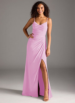 Azazie Deandra Brautjungfernkleider Meerjungfrau-Linie Plissee Chiffon Kleid Bonbonrosa image1