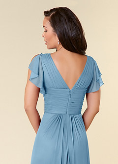 Azazie Reneya Mère de la mariée Robes Robe Trapèze en Maille Plissée Acier Bleuté image6