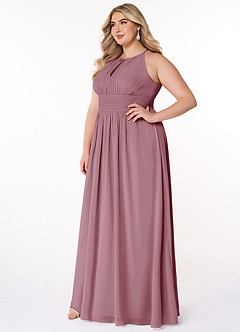 Azazie Bonnie Bridesmaid Dresses Vintage Mauve A-Line Keyhole Ruched Chiffon Dress image8