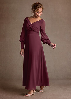 Azazie Paterson Suknie dla Matki Panny Młodej Linia A Pofałdowany Szyfon Długość kostki Sukienka image5