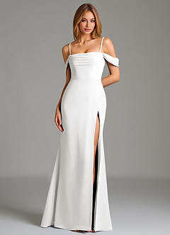 Azazie Riley Brautjungfernkleider Wandelbar Etui Schulterfrei Chiffon Kleid Weiß image7