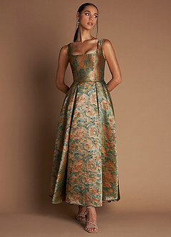 Vestido Verde Azulado Vintage Largo Ainslee image2