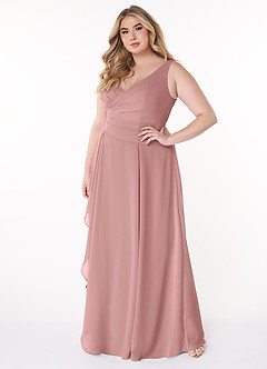 Azazie Kori Bridesmaid Dresses Dusty Rose A-Line Pleated Chiffon Dress image8
