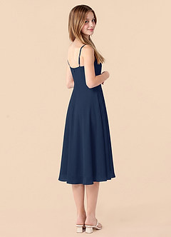 Azazie Mariam Junior Dark Navy A-Line Pleated Chiffon Dress image2