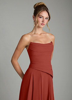 Azazie Gabriela Bridesmaid Dresses Terracotta A-Line Corset Chiffon Dress image10
