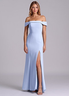 Azazie Luciana Robes de demoiselle d'honneur Robe Fourreau Convertible en Mousseline de soie Épaule décolletée Eis image1